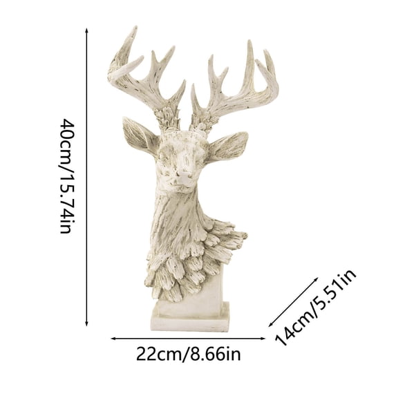 Virelaxpo Deer Head Sculpture Resin Wall Decor Animal Head Art for Home Living Room, Office Decor - 15.74 Inches Tall
