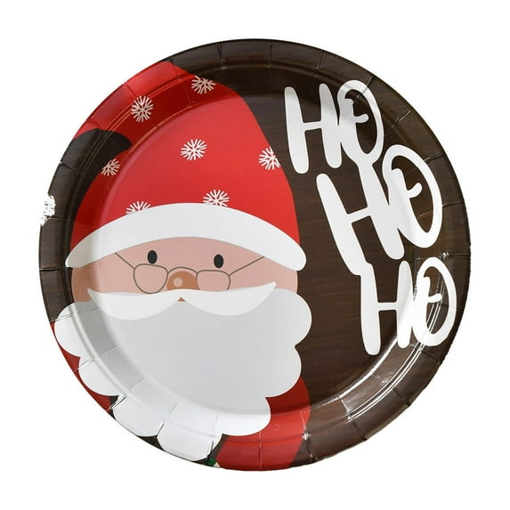 Virelaxpo Disposable Christmas Themed Paper Plates with Santa and Elk Designs, 10-Pack for Party Dining and Holiday Celebrations