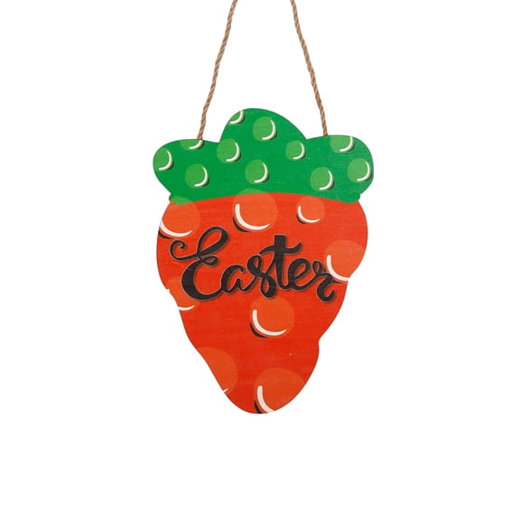 Virelaxpo Easter Carrot Wooden Sign Hanging Decor for Front Door Wall Fence Porch Holiday Spring Decorations, 10.63x7.48in Natural Wood Orange Color Festive Home Decor