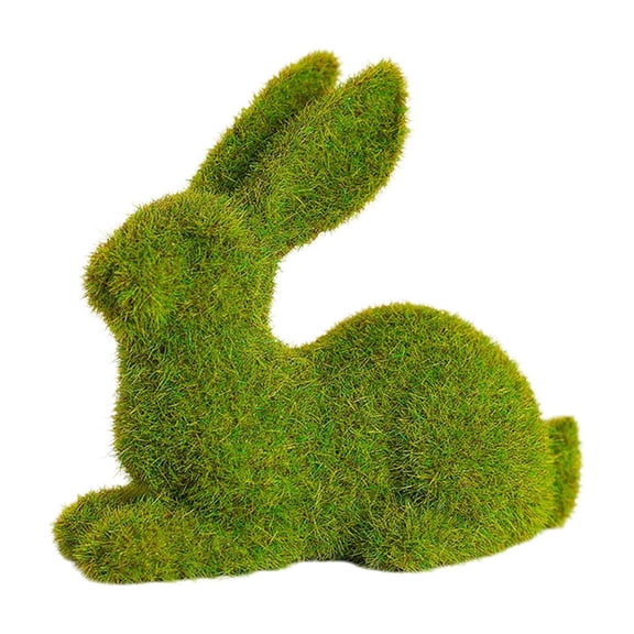 Virelaxpo Easter Flocked Bunny Garden Decor, Simulation Moss Rabbits in Lying Standing Sitting Poses for Desktop Outdoor Decoration and Spring Theme