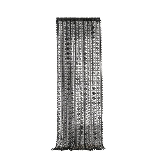Virelaxpo Embroidered Semi-Sheer Window Curtain Panel, Openwork Decorative Curtain for Living Room Bedroom, One Piece Rod Pocket Design, 78.74x55.12 or 102.36x55.12 Inch