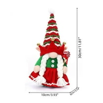 Virelaxpo Faceless Elf Doll with Striped Bells Hat for Christmas Mantel Shelf and Table Decoration