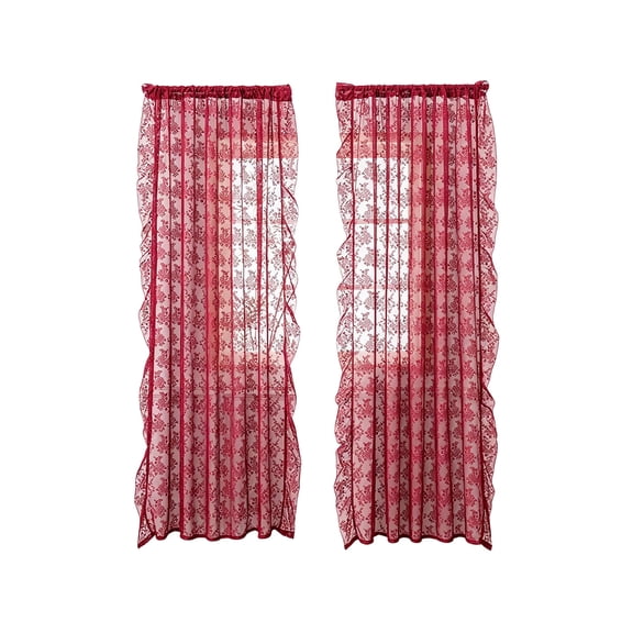 Virelaxpo French Style Lace Curtains - No Drill Sheer Drapes for Living Room and Bedroom, Window Treatment for Kitchen and Bay Windows