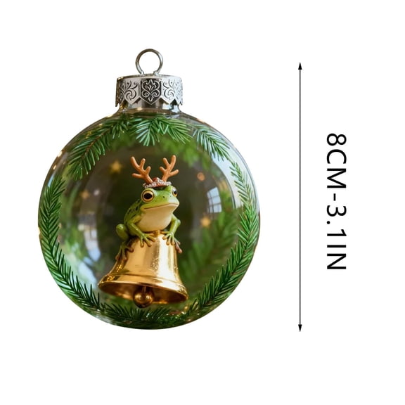 Virelaxpo Frog Theme Christmas Acrylic Ornament 8cm Flat Hanging Decoration for Holiday Tree Decor