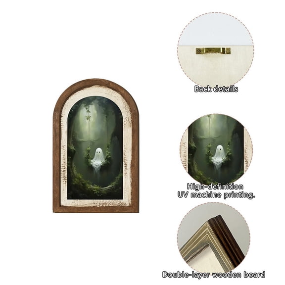 Virelaxpo Ghost Pumpkin Arched Decor for Rustic Halloween Shelf Decor