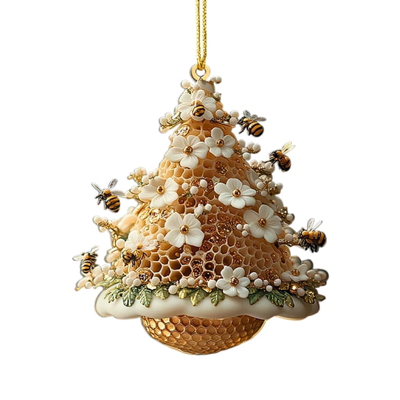 Virelaxpo Gift Funny Hanging Bee Honey Christmas Acrylic Ornament Hanging Decoration for Tree Holiday Party