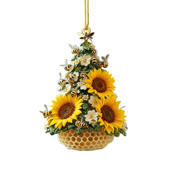 Virelaxpo Gift Funny Hanging Bee Honey Christmas Acrylic Ornament Hanging Decoration for Tree Holiday Party