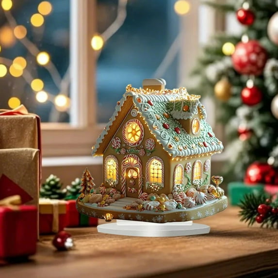Virelaxpo Gingerbread House Christmas Desktop Decoration Standing Sign for Festive Arrangements - Acrylic 2D Ornament for Home Decor
