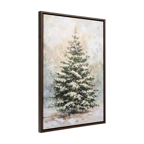Virelaxpo Glowing Snowy Christmas Tree Canvas Art, 20.86x14.96 Inch Lighted Wall Decor with Battery for Holiday Display