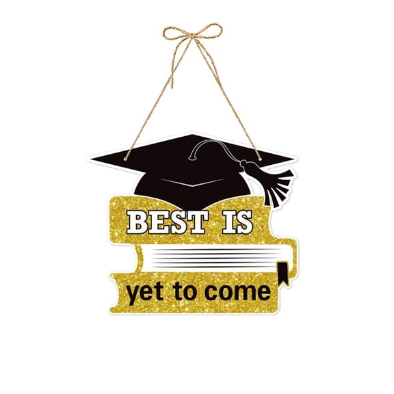 Virelaxpo Graduation Party Door Hanging with Black Gold Glitter Decor, Multi-Design for Dorm Atmosphere