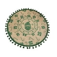 thumbnail image 1 of Virelaxpo Green Christmas Placemat with Pom Pom - Round Woven Table Mat for Holiday Dining, Snowflake and Reindeer Patterns, Heat Resistant and Easy Clean, 38x38cm, 1 of 6