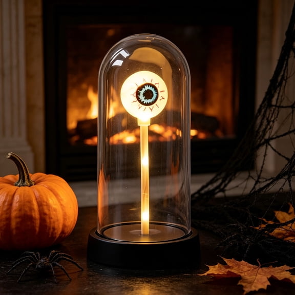 Virelaxpo Halloween Decorations Glass Weird Eyeball Night Light for Home Kitchen Mentel Tabletop Party Decor, Indoor-Light Up LED Colorful Lights, Halloweens Lights