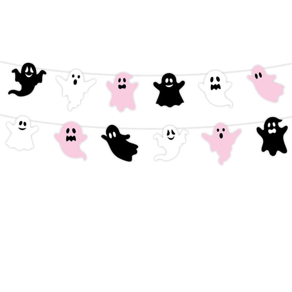 Virelaxpo Halloween Ghost Banner Garland 78.7 Inch Paper Hanging Decorations for Porch Yard Outdoor Entryway Fall Festive Party Supplies