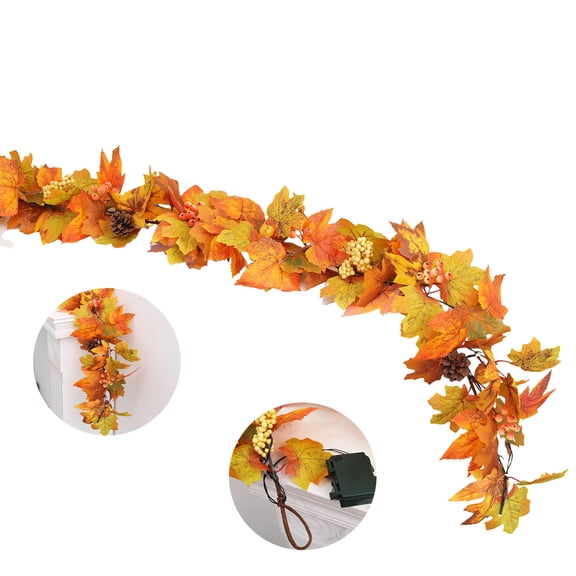 Virelaxpo Halloween Thanksgiving Garland Vine with Maple Leaves Pumpkins for Doorway Mantel Decor 74.8 Inches