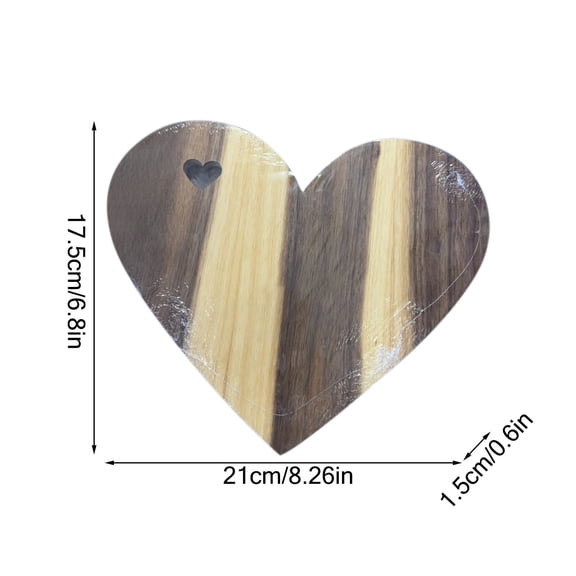 Virelaxpo Heart-Shaped Wooden Cutting Board, Decorative Serving Board for Cheese Bread and More, 8.3 x 6.9 Inches, Natural Wood Material, Easy to Maintain