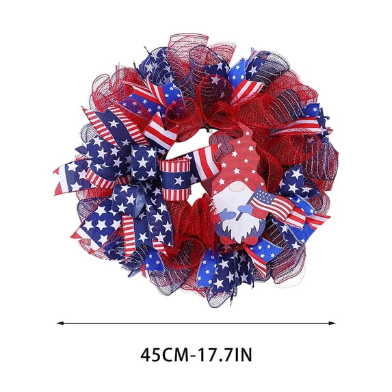 Virelaxpo Independence Day Flag Wreath Mesh Material Home Decor Front Door Porch Entryway Wall Window Fireplace Patriotic 4th of July Holiday