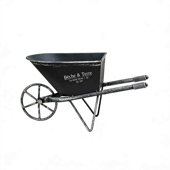 Virelaxpo Ironwork Single Wheel Handcart Planter, Iron Garden Cart Wall Mount Flower Pot for Villa Courtyard Balcony Patio Outdoor Decor