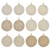 Virelaxpo Jute Twine Wrapped Christmas Ornaments Set of 12, Foam Ball Holiday Decor for Tree, Rustic Festive Decoration for Home