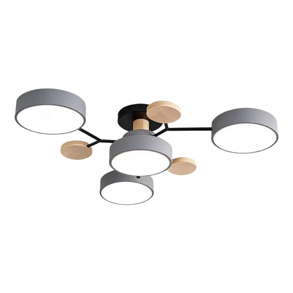 Virelaxpo LED Ceiling Light Modern Design with Dimmable Lighting for Living Room and Dining Room, Wood and Acrylic Semi-Flush Mount Fixture 35x6 Inches