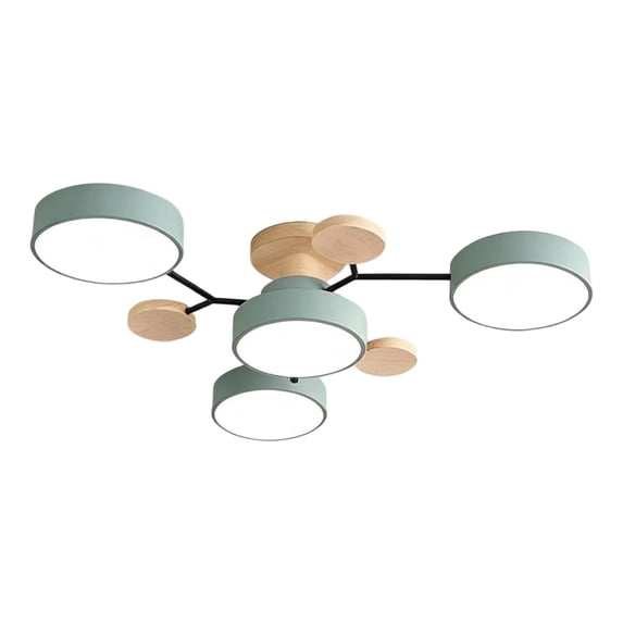 Virelaxpo LED Ceiling Light Modern Design with Dimmable Lighting for Living Room and Dining Room, Wood and Acrylic Semi-Flush Mount Fixture 35x6 Inches