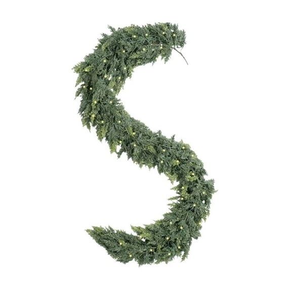 Virelaxpo LED Christmas Garland with Cedar Design,50 Lights for Indoor Holiday Decor,Realistic Faux Greenery for Mantle and Wall Decoration