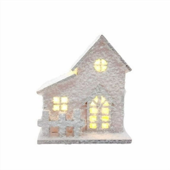 Virelaxpo LED Lighted Wooden Christmas Village Set with 3 Handcrafted Houses for Desktop Decoration,Battery-Operated for Holiday Festivity