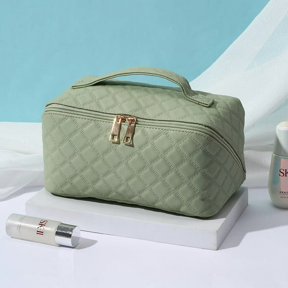 Virelaxpo Large Capacity Makeup Organizer Bag for Travel Cosmetic Storage Toiletry Organization and Home Use with Multiple Compartments