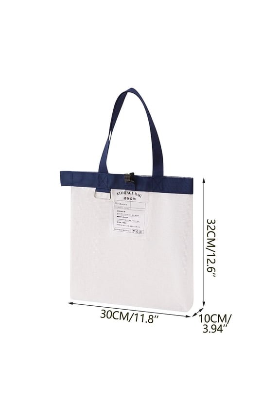 Large Clear Mesh Storage Tote Bag with TPU Window for Dormitory and Locker Organization 20 Liter Capacity Foldable Carry with Reinforced Handles and Zipper Closure