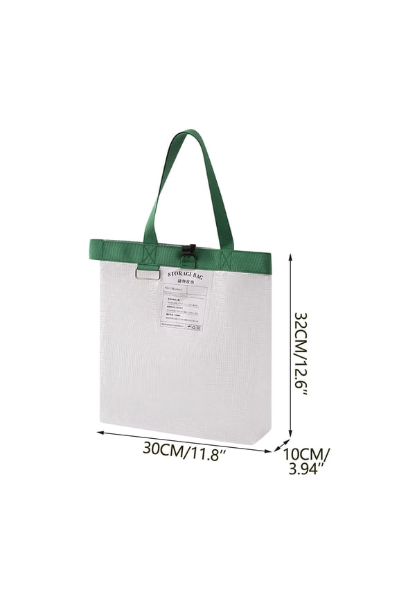 Large Clear Mesh Storage Tote Bag with TPU Window for Dormitory and Locker Organization 20 Liter Capacity Foldable Carry with Reinforced Handles and Zipper Closure
