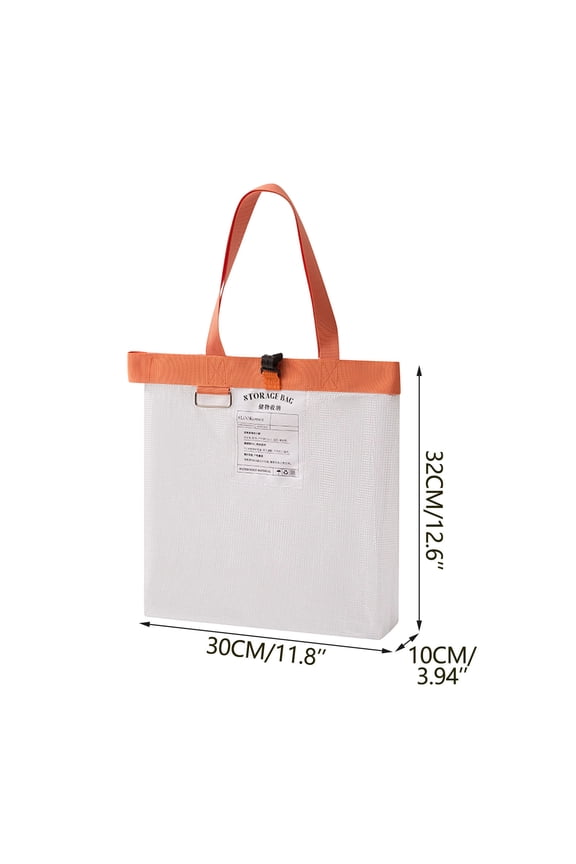 Large Clear Mesh Storage Tote Bag with TPU Window for Dormitory and Locker Organization 20 Liter Capacity Foldable Carry with Reinforced Handles and Zipper Closure