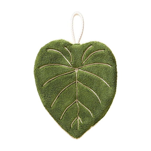 Virelaxpo Leaf Shaped Hand Towel with Hanging Loop, Absorbent Kitchen and Bath Towel for Drying Hands, Home Decor and Practical Use