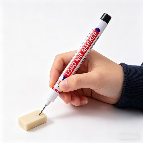 Virelaxpo Long Tip Marker Pen for Deep Hole Marking, Permanent and Quick Drying Ink, Suitable for Home, Office, and Industrial Applications