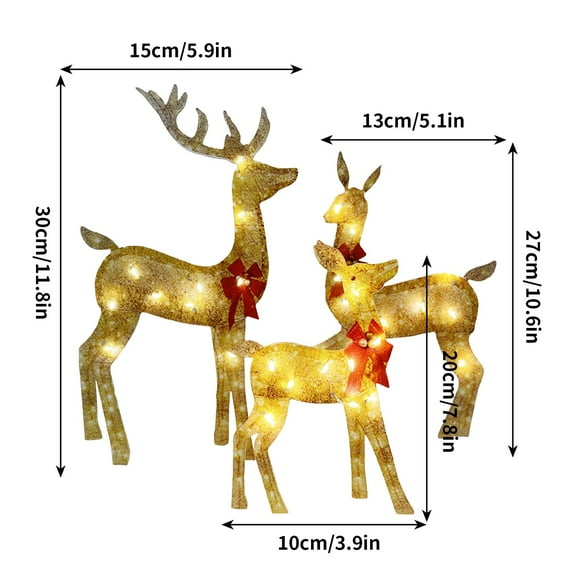 Virelaxpo Luminous Christmas Deer Family Set, Glow-in-the-Dark Outdoor Decoration for Yard and Garden, Weather-Resistant Design