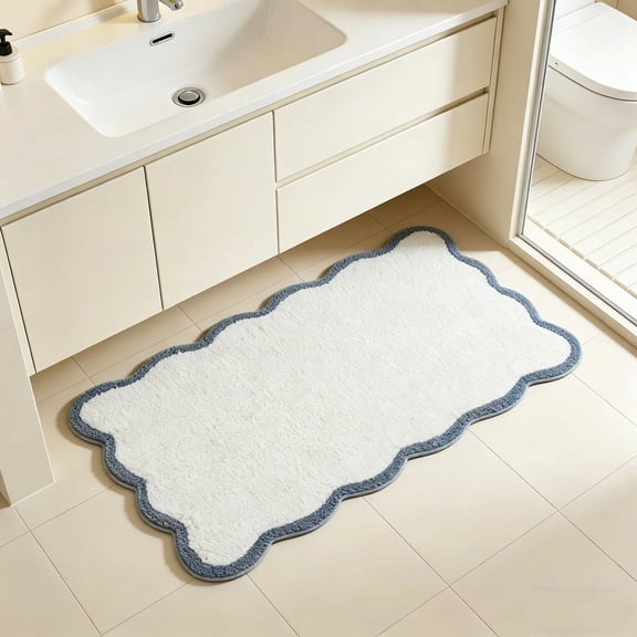 Virelaxpo Luxury Microfiber Bathroom Rugs for Bathroom, Tub, Floor Carpet, Sink, Shower, Anti Slip, Absorbent, Cute Aesthetic Preppy Bath Mat