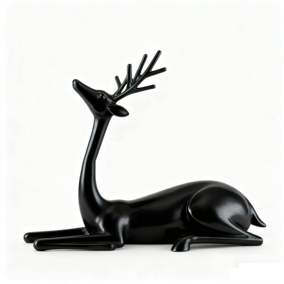 Virelaxpo Lying Deer Figurine, Elegant Deer Ornament for Home Decor, Crafted with Fine Details for a Lucky Ambiance