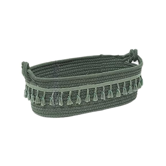 Virelaxpo Macrame Storage Basket with Fringe Handwoven Rope Basket for Cosmetics Desk Bathroom Table Boho Decor Home Organization