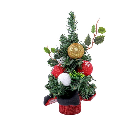 Virelaxpo Mini Christmas Tree Desktop Ornament for Holiday Decor - Small Red Fruit Tree for Home and Office, Festive Scene Setting with Realistic Details