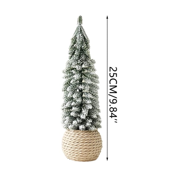 Virelaxpo Mini Flocked Snow-Covered Cedar Tabletop Christmas Tree - Realistic Snow Effect Holiday Decoration for Desk, Mantel, Shelf with Weighted Base, No Assembly Needed