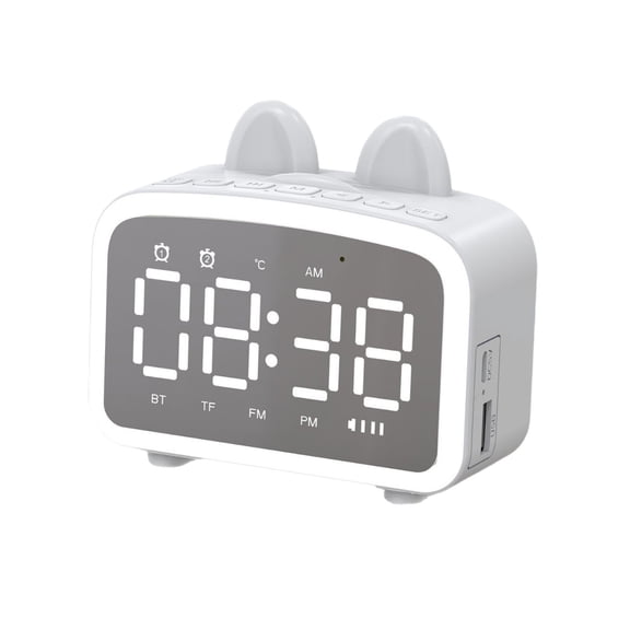 Virelaxpo Multifunction Bluetooth Alarm Clock Speaker with LED Display, Radio and Card Playback, Bluetooth 5.3 for Bedside and Office Desk Use