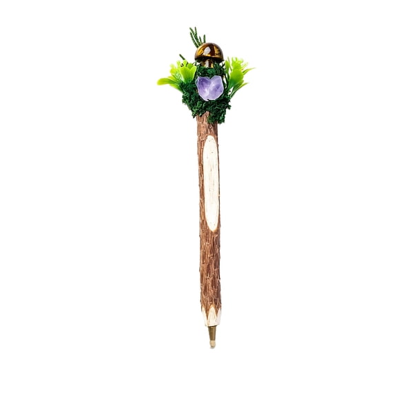 Virelaxpo Natural Crystal Wooden Forest Ballpoint Pen for Office Writing Gift Idea
