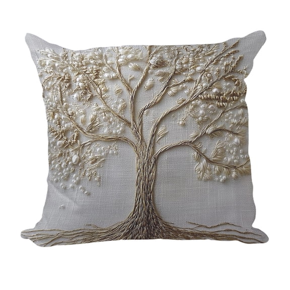 Virelaxpo Nature Theme Faux Embroidery Pillow Cover 45x45cm, Decorative Cushion Cover for Sofa Living Room Bedroom Decor with Mushroom Tree Natural Motifs