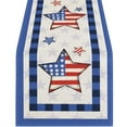 thumbnail image 1 of Virelaxpo New Independence Day Table Flag Strip Scarf Patriotic Dwarf Truck Pattern Table Cloth Table Decoration, 1 of 4