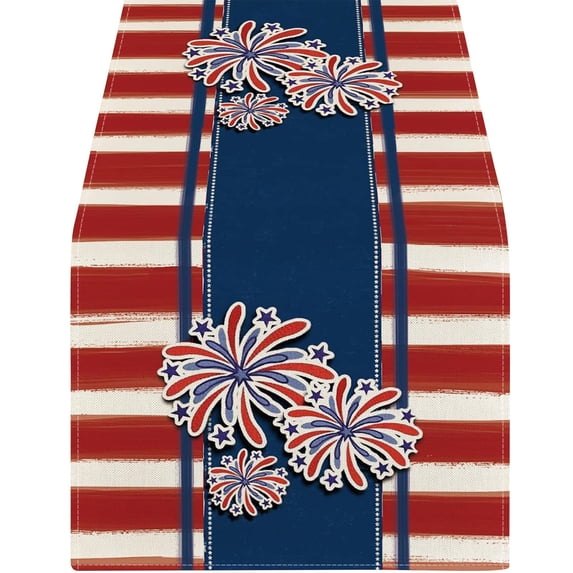 Virelaxpo New Independence Day Table Flag Strip Scarf Patriotic Dwarf Truck Pattern Table Cloth Table Decoration
