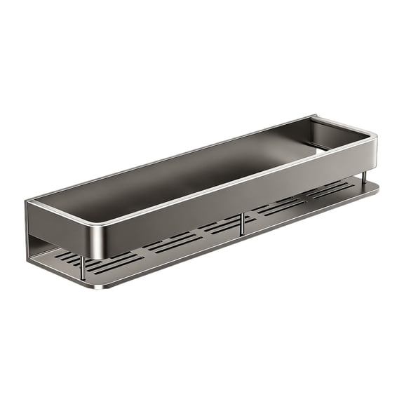 Virelaxpo No-Drill Bathroom Storage Shelf, Aluminum Towel Rack with Hooks for Cosmetics and Toiletry Organization, Ventilation Design for Bathroom or Kitchen Wall Mount
