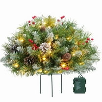 Virelaxpo Outdoor LED Glowing Christmas Tree Decoration with Half Stake, Courtyard Planter for Holiday Festive Ambiance
