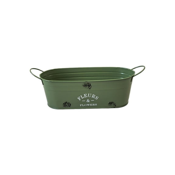Virelaxpo Oval Metal Planter Pot for Flowers, Garden and Balcony Planting Container with Rustic Design, Sturdy Construction