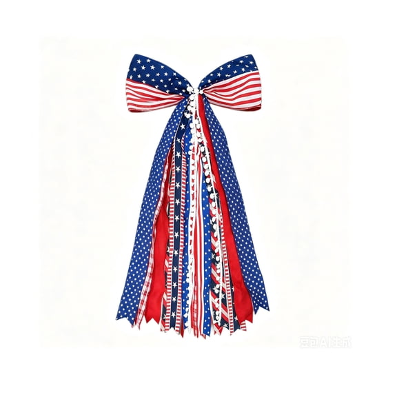 Virelaxpo Patriotic Wreath Bow - Red White Blue Ribbon Bow for 4th of July, Independence Day Front Door, Mailbox Decoration