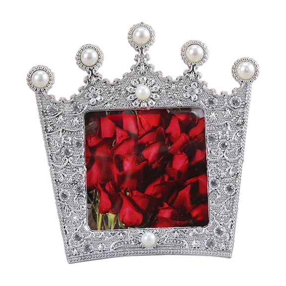 Virelaxpo Pearl Crown Photo Frame, European Style Decorative Frame for Home and Wedding Photos, Gold and Silver Colors, Multiple Sizes