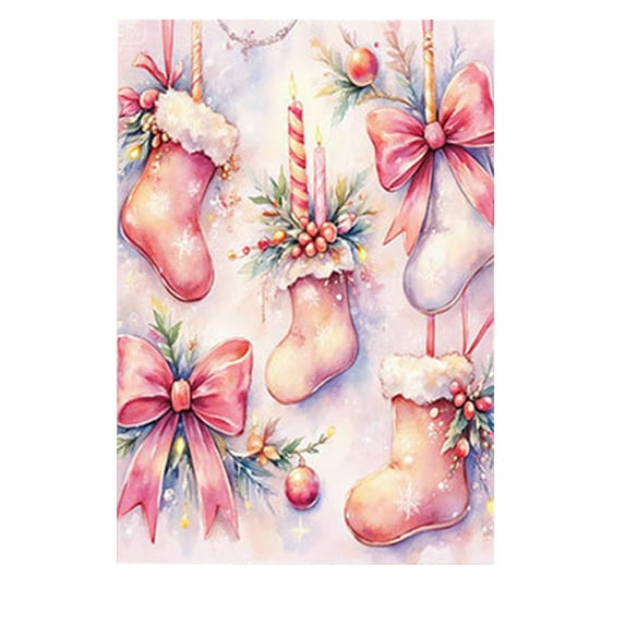 Virelaxpo Pink Christmas Garden Flag with Snowman and Reindeer Print,Double-Sided for Outdoor Holiday Decor,Festive Addition to Garden or Patio