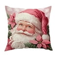 thumbnail image 1 of Virelaxpo Pink Christmas Pillow Cover with Festive Santa Snowman Tree Designs,Soft Plush Decorative Throw Pillowcase for Living Room Bedroom Holiday Styling, 1 of 6